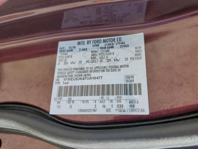 Photo 10 from auction – 2007 FORD EXPLORER S with VIN 1FMEU53K47UA16477
