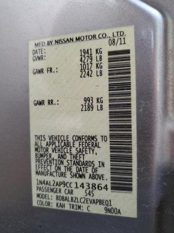 Photo 10 from auction – 2012 NISSAN ALTIMA BAS with VIN 1N4AL2AP9CC143864