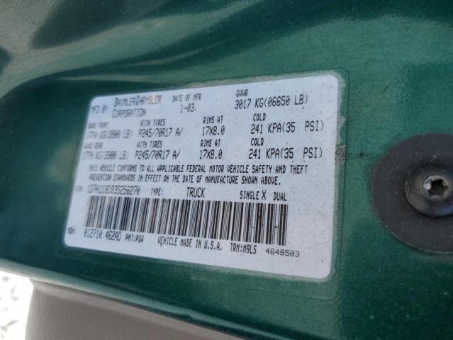 Photo 10 from auction – 2003 DODGE RAM 1500 S with VIN 1D7HU18D93S256270