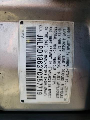 Photo 10 from auction – 2000 HONDA CR-V EX with VIN JHLRD1863YC057719
