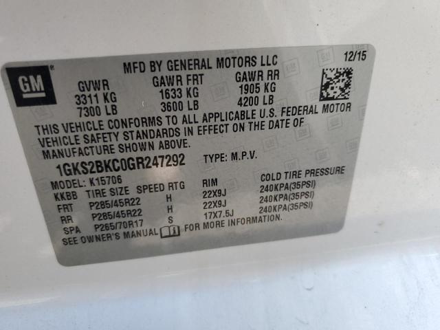 Photo 10 from auction – 2016 GMC YUKON SLT with VIN 1GKS2BKC0GR247292
