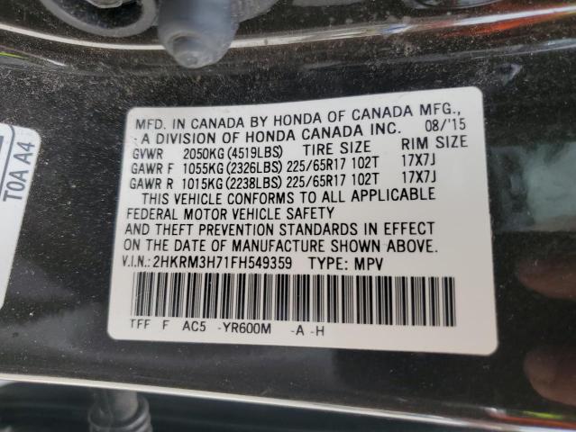 Photo 10 from auction – 2015 HONDA CR-V EXL with VIN 2HKRM3H71FH549359