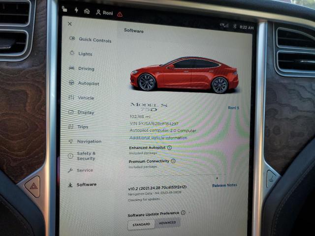 Photo 8 from auction – 2017 TESLA MODEL S with VIN 5YJSA1E28HF184297