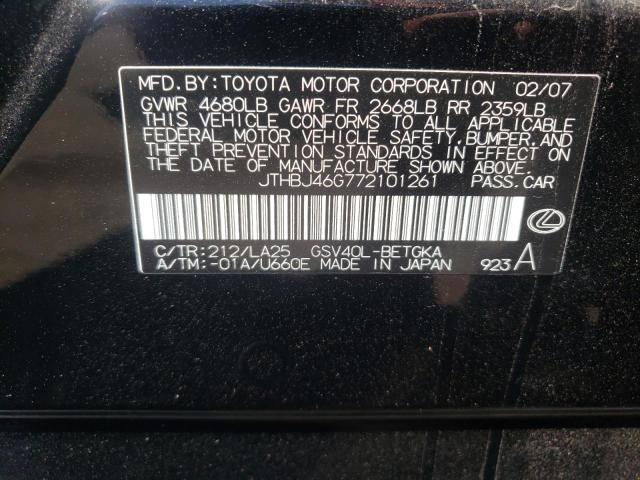 Photo 10 from auction – 2007 LEXUS ES 350 with VIN JTHBJ46G772101261
