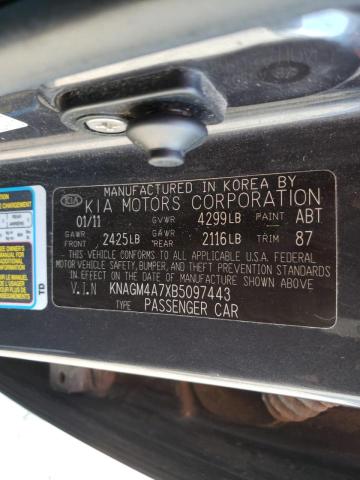 Photo 10 from auction – 2011 KIA OPTIMA LX with VIN KNAGM4A7XB5097443