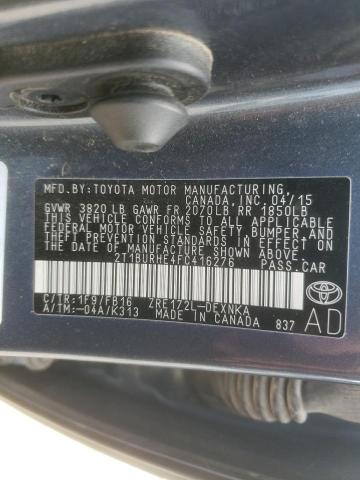Photo 10 from auction – 2015 TOYOTA COROLLA L with VIN 2T1BURHE4FC416276