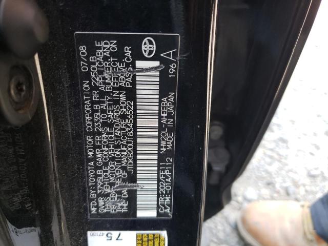 Photo 10 from auction – 2008 TOYOTA PRIUS with VIN JTDKB20U183456522