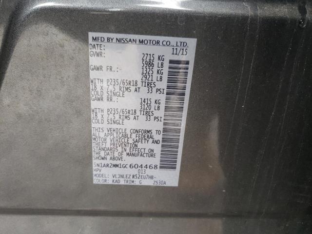 Photo 10 from auction – 2016 NISSAN PATHFINDER with VIN 5N1AR2MM1GC604468