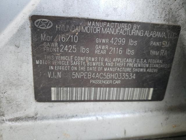 Photo 10 from auction – 2011 HYUNDAI SONATA GLS with VIN 5NPEB4AC5BH033534