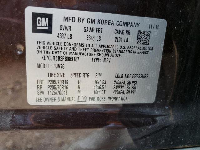 Photo 10 from auction – 2015 CHEVROLET TRAX 1LT with VIN KL7CJRSB2FB089187