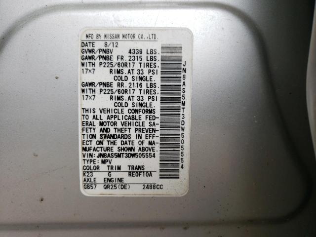 Photo 10 from auction – 2013 NISSAN ROGUE S with VIN JN8AS5MT3DW505554
