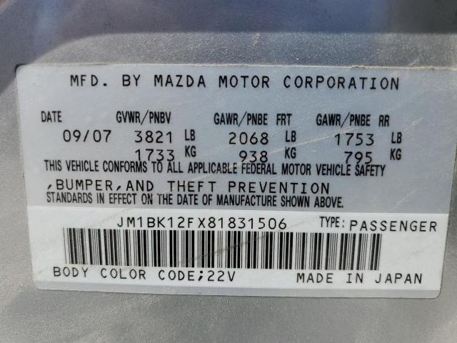 Photo 10 from auction – 2008 MAZDA 3 I with VIN JM1BK12FX81831506