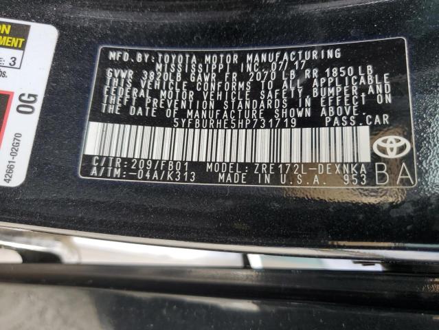 Photo 10 from auction – 2017 TOYOTA COROLLA L with VIN 5YFBURHE5HP731719