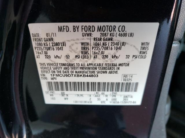 Photo 10 from auction – 2011 FORD ESCAPE XLT with VIN 1FMCU9D7XBKB44803