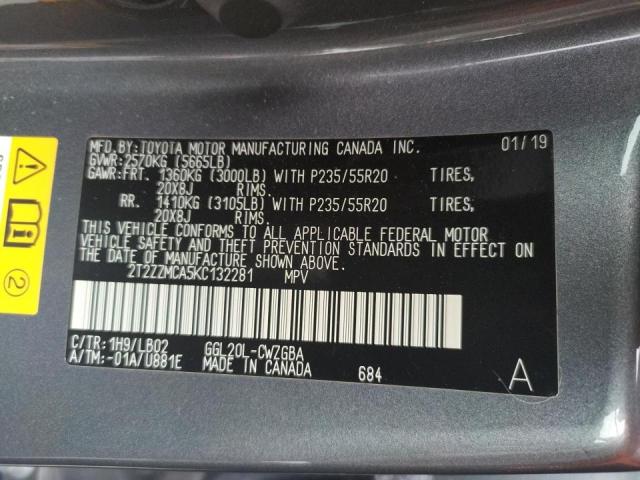 Photo 10 from auction – 2019 LEXUS RX 350 BAS with VIN 2T2ZZMCA5KC132281