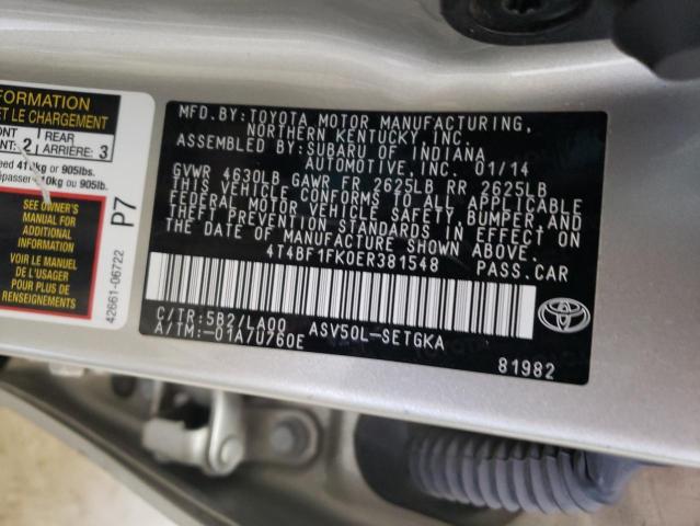 Photo 10 from auction – 2014 TOYOTA CAMRY L with VIN 4T4BF1FK0ER381548