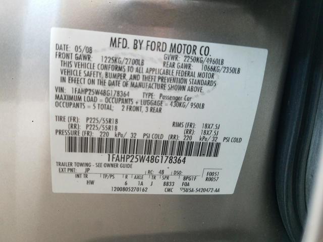 Фото 10 с аукциона – 2008 FORD TAURUS LIM с VIN 1FAHP25W48G178364