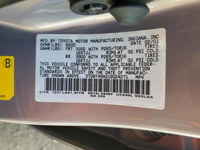 Photo 10 from auction – 2001 TOYOTA SEQUOIA LI with VIN 5TDBT48A21S024271