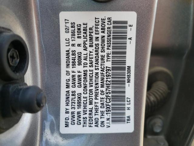 Photo 10 from auction – 2017 HONDA CIVIC LX with VIN 19XFC2F57HE219797