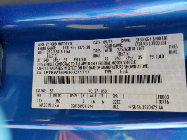 Photo 10 from auction – 2015 FORD F150 SUPER with VIN 1FTEW1EP8FFC71717