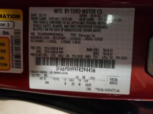 Photo 10 from auction – 2015 FORD FUSION SE with VIN 3FA6P0H99FR294456