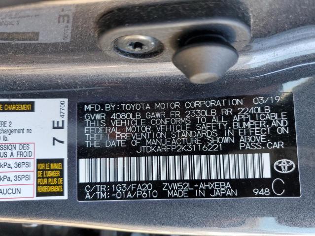 Photo 10 from auction – 2019 TOYOTA PRIUS PRIM with VIN JTDKARFP2K3116221