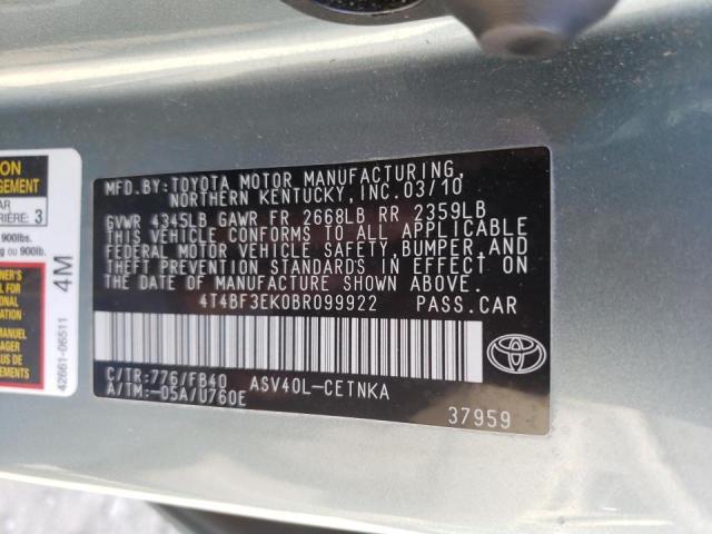 Photo 10 from auction – 2011 TOYOTA CAMRY BASE with VIN 4T4BF3EK0BR099922
