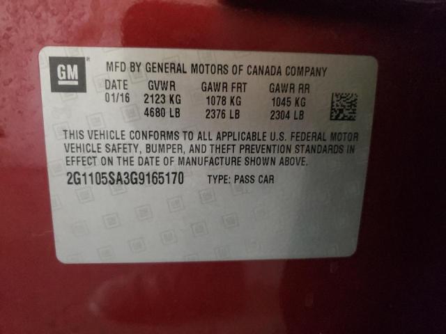 Photo 10 from auction – 2016 CHEVROLET IMPALA LT with VIN 2G1105SA3G9165170