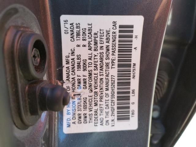Photo 10 from auction – 2016 HONDA CIVIC LX with VIN 2HGFC2F59GH526277
