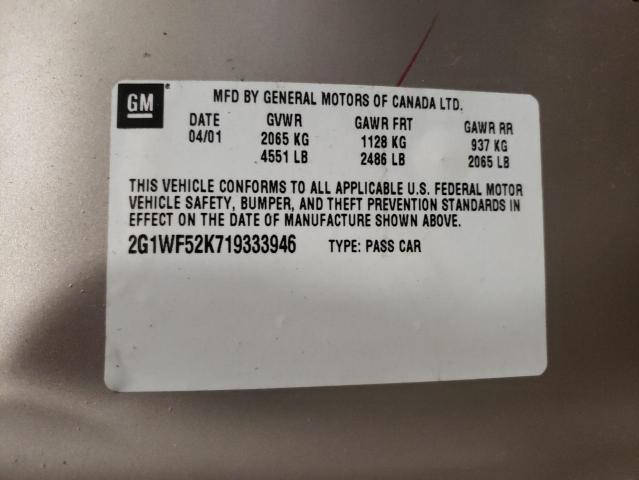 Photo 10 from auction – 2001 CHEVROLET IMPALA with VIN 2G1WF52K719333946