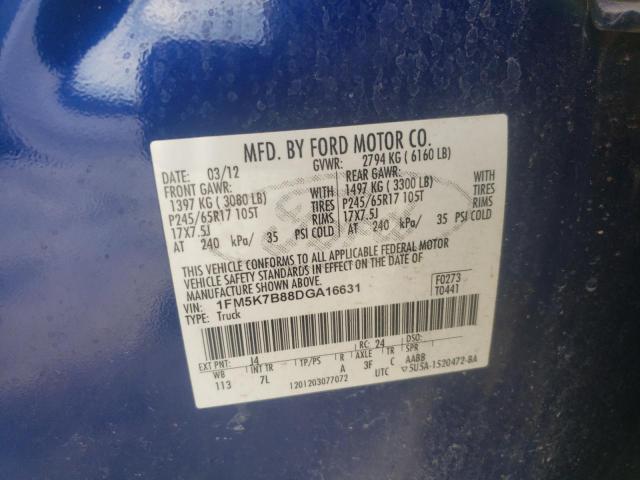 Photo 10 from auction – 2013 FORD EXPLORER with VIN 1FM5K7B88DGA16631
