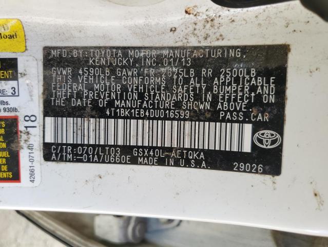 Photo 10 from auction – 2013 TOYOTA AVALON BAS with VIN 4T1BK1EB4DU016599