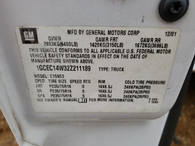Photo 10 from auction – 2002 CHEVROLET SILVERADO with VIN 1GCEC14W32Z211189