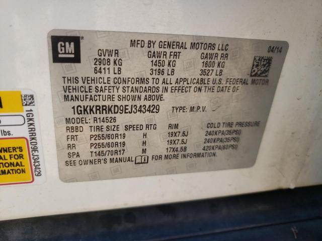 Photo 10 from auction – 2014 GMC ACADIA SLT with VIN 1GKKRRKD9EJ343429