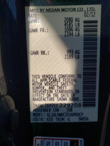 Photo 10 from auction – 2012 NISSAN ALTIMA SR with VIN 1N4BL2EP2CC229208