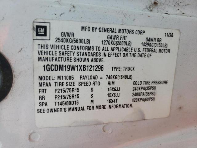 Photo 10 from auction – 1999 CHEVROLET ASTRO with VIN 1GCDM19W1XB121296