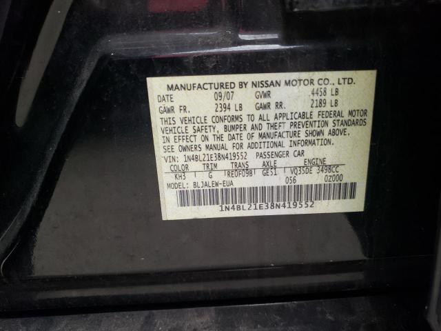 Photo 10 from auction – 2008 NISSAN ALTIMA with VIN 1N4BL21E38N419552