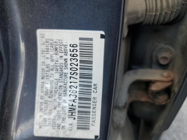 Photo 10 from auction – 2007 HONDA CIVIC HYBR with VIN JHMFA36217S023656