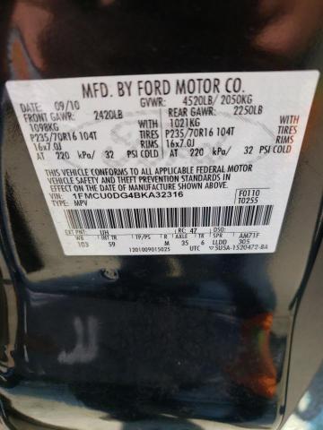 Photo 10 from auction – 2011 FORD ESCAPE XLT with VIN 1FMCU0DG4BKA32316
