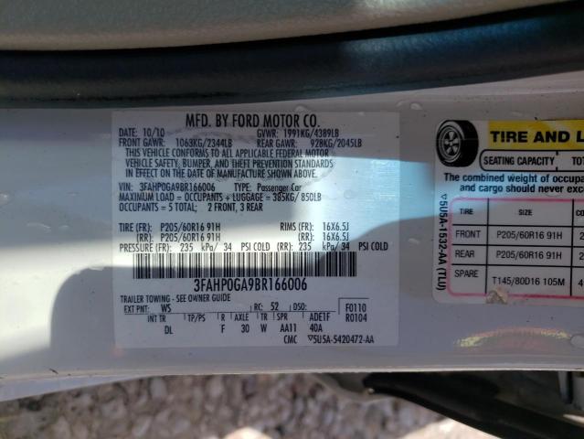 Photo 10 from auction – 2011 FORD FUSION S with VIN 3FAHP0GA9BR166006