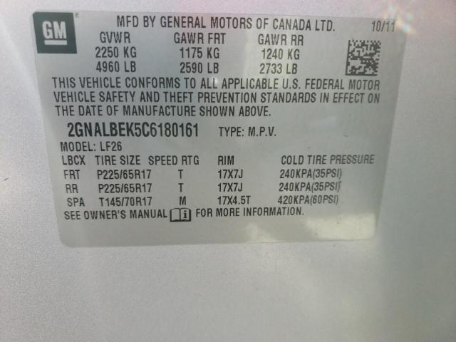 Photo 10 from auction – 2012 CHEVROLET EQUINOX LS with VIN 2GNALBEK5C6180161