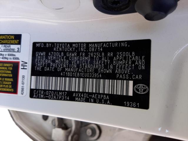 Photo 10 from auction – 2014 TOYOTA AVALON HYB with VIN 4T1BD1EB1EU033954