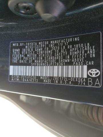 Photo 10 from auction – 2018 TOYOTA COROLLA L with VIN 5YFBURHE6JP778361