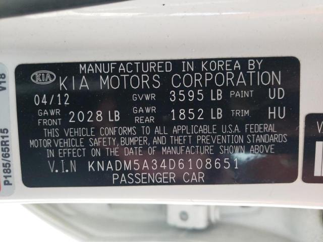 Photo 10 from auction – 2013 KIA RIO LX with VIN KNADM5A34D6108651