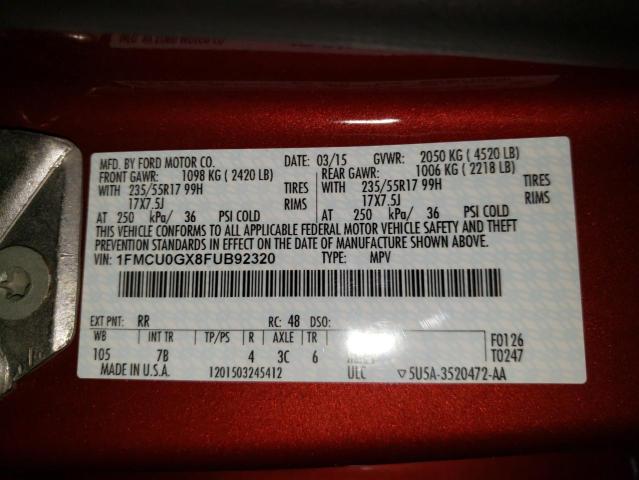 Photo 10 from auction – 2015 FORD ESCAPE with VIN 1FMCU0GX8FUB92320