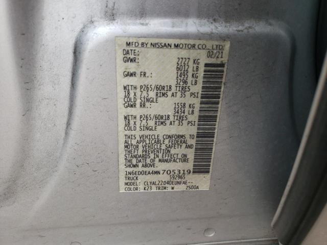 Photo 10 from auction – 2021 NISSAN FRONTIER S with VIN 1N6ED0EA4MN705319
