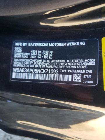 Photo 10 from auction – 2022 BMW M440I with VIN WBA83AP06NCK21093