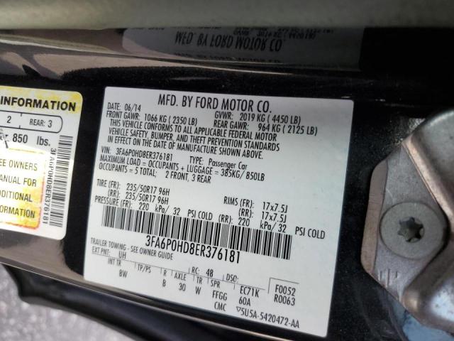 Photo 10 from auction – 2014 FORD FUSION SE with VIN 3FA6P0HD8ER376181