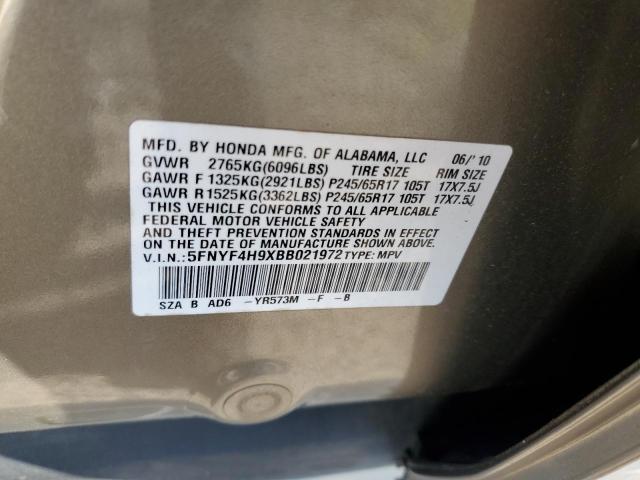 Photo 10 from auction – 2011 HONDA PILOT TOUR with VIN 5FNYF4H9XBB021972