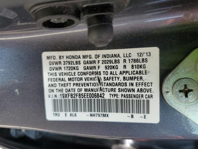 Photo 10 from auction – 2014 HONDA CIVIC EX with VIN 19XFB2F85EE006842